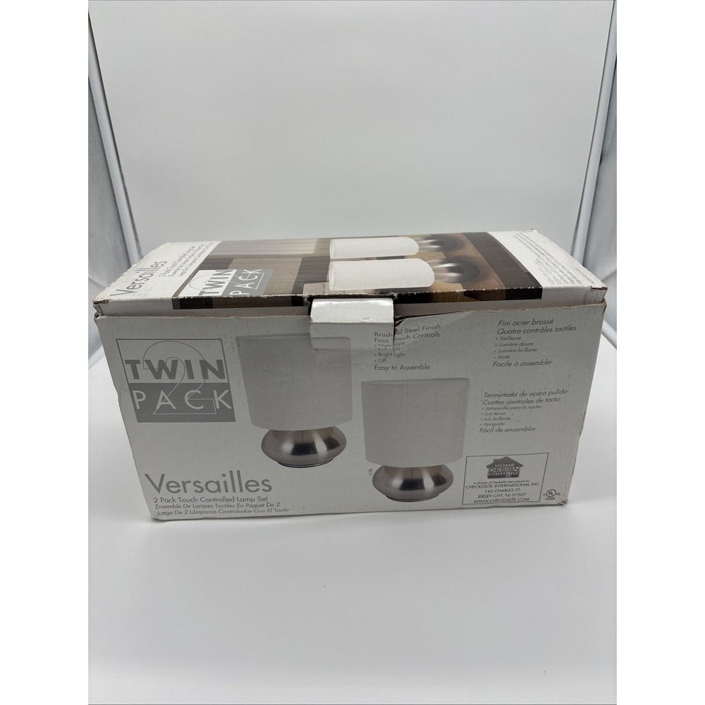 Versailles Touch Control Lamp Set of 2 Brushed Steel 4 Settings‎ Bedroom Dorm